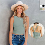 Backless Sleeveless Ribbed Knit Inner and Outer Wear BM Top for Women