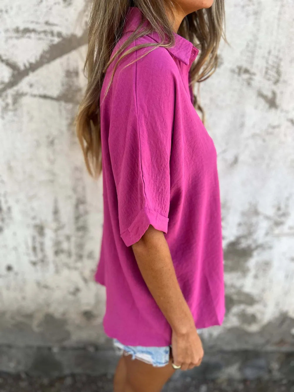 Collared Neck Half Sleeve Shirt Plus Size