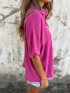 Collared Neck Half Sleeve Shirt Plus Size
