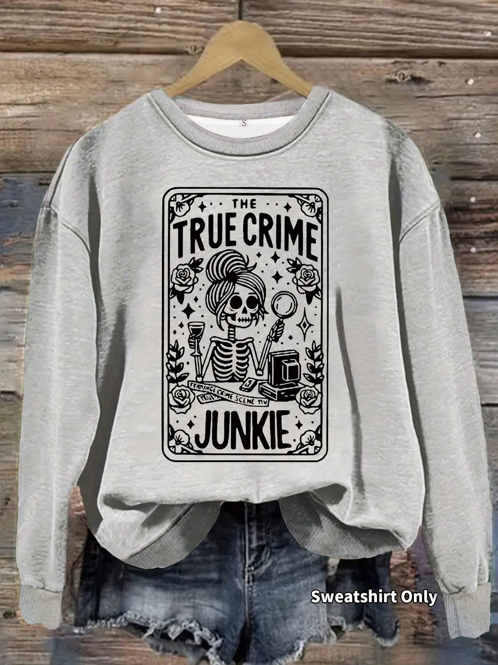Skull skull book flower pattern printed long sleeved shirt