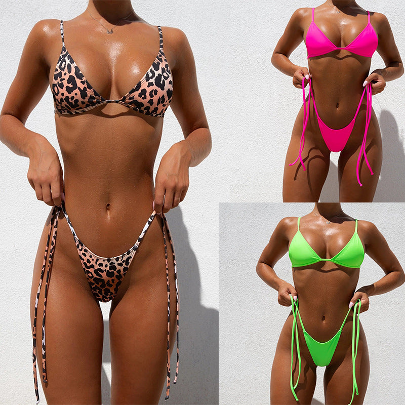 two-piece tied swimsuit, plus size women's swimwear