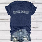 BOOK NERD Pattern Round Neck Short Sleeve