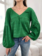 Elegant temperament solid color long sleeved plus size shirt