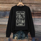 Skull skull book flower pattern printed long sleeved shirt