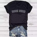 BOOK NERD Pattern Round Neck Short Sleeve