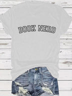 BOOK NERD Pattern Round Neck Short Sleeve