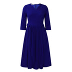 Solid Color Pleated Plus Size Dress