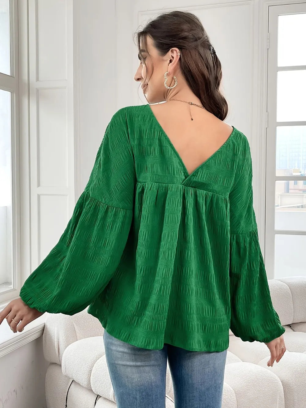 Elegant temperament solid color long sleeved plus size shirt