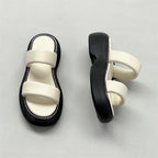 Thick-soled sandals, platform sandals, comfortable outer wear, genuine leather strappy sandals for women