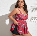 Bikini Swimwear for Women, Floral Printed Two-Piece Swim Suit, Plus Size, Casual Beach Wear