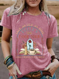 BOOK SHOP Printed New Round Neck Loose Short Sleeve