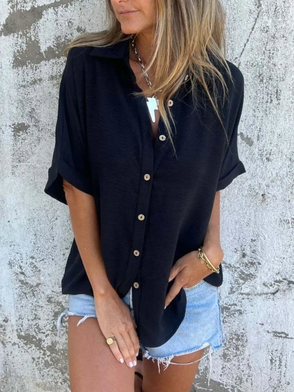 Button Down Short Sleeve Shirt Plus Size