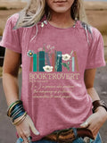 New book printed round neck loose short sleeved shirt