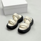 Thick-soled sandals, platform sandals, comfortable outer wear, genuine leather strappy sandals for women