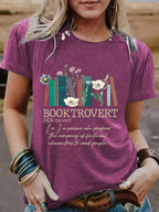New book printed round neck loose short sleeved shirt