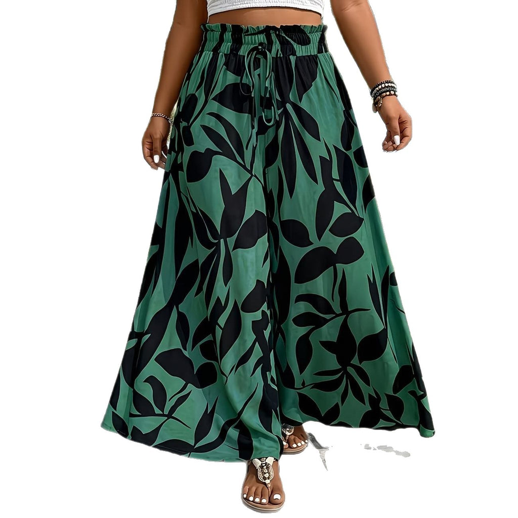 Summer casual pants, high waist wide leg pants, plus size women's clothing, plus size women's pants, plus size women's pants