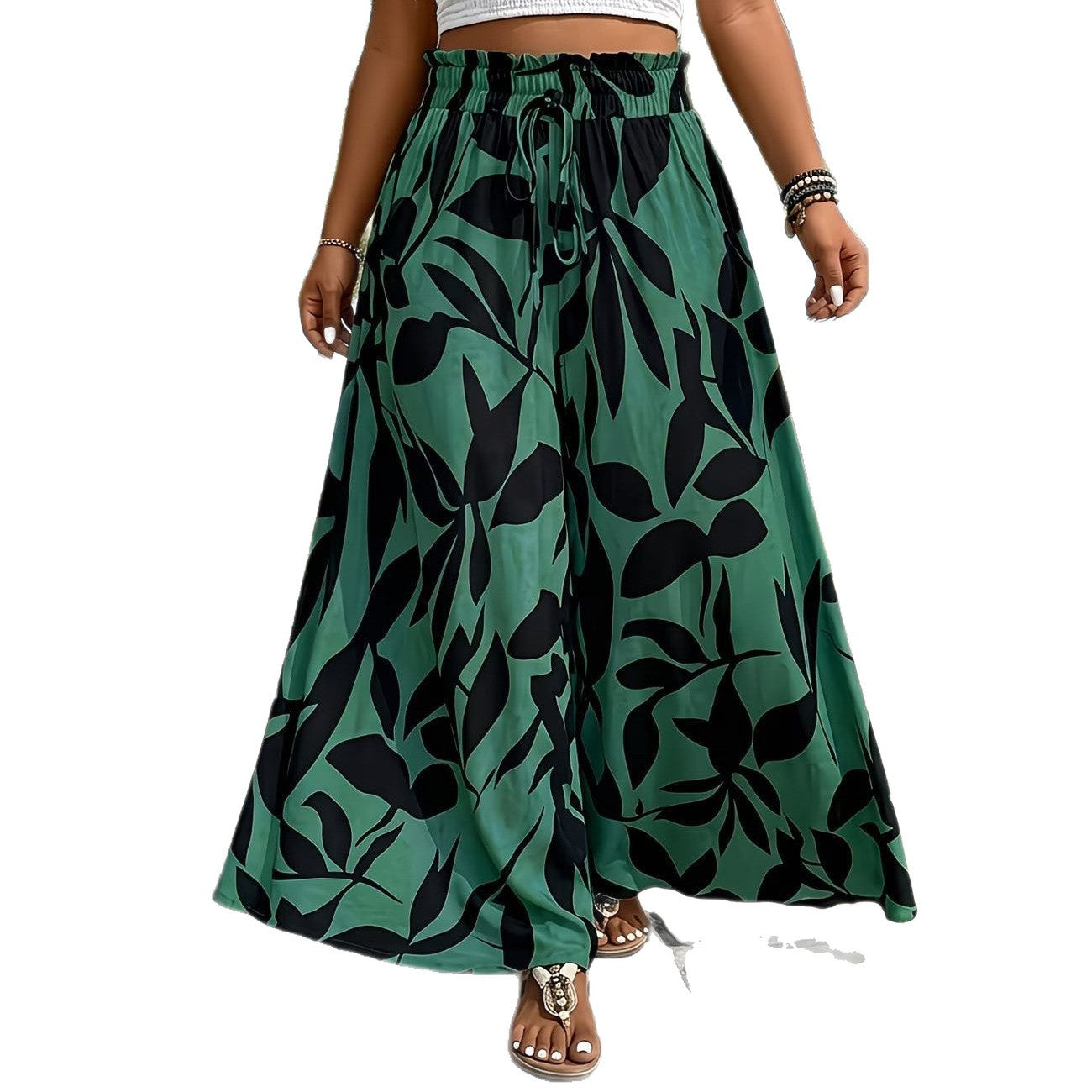 Summer casual pants, high waist wide leg pants, plus size women's clothing, plus size women's pants, plus size women's pants