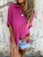 Collared Neck Half Sleeve Shirt Plus Size