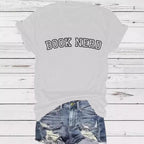 BOOK NERD Pattern Round Neck Short Sleeve