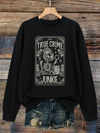 Skull skull book flower pattern printed long sleeved shirt