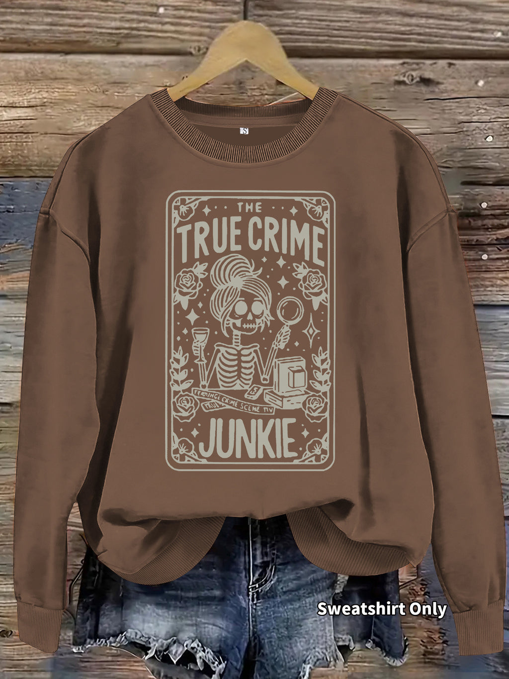 Skull skull book flower pattern printed long sleeved shirt