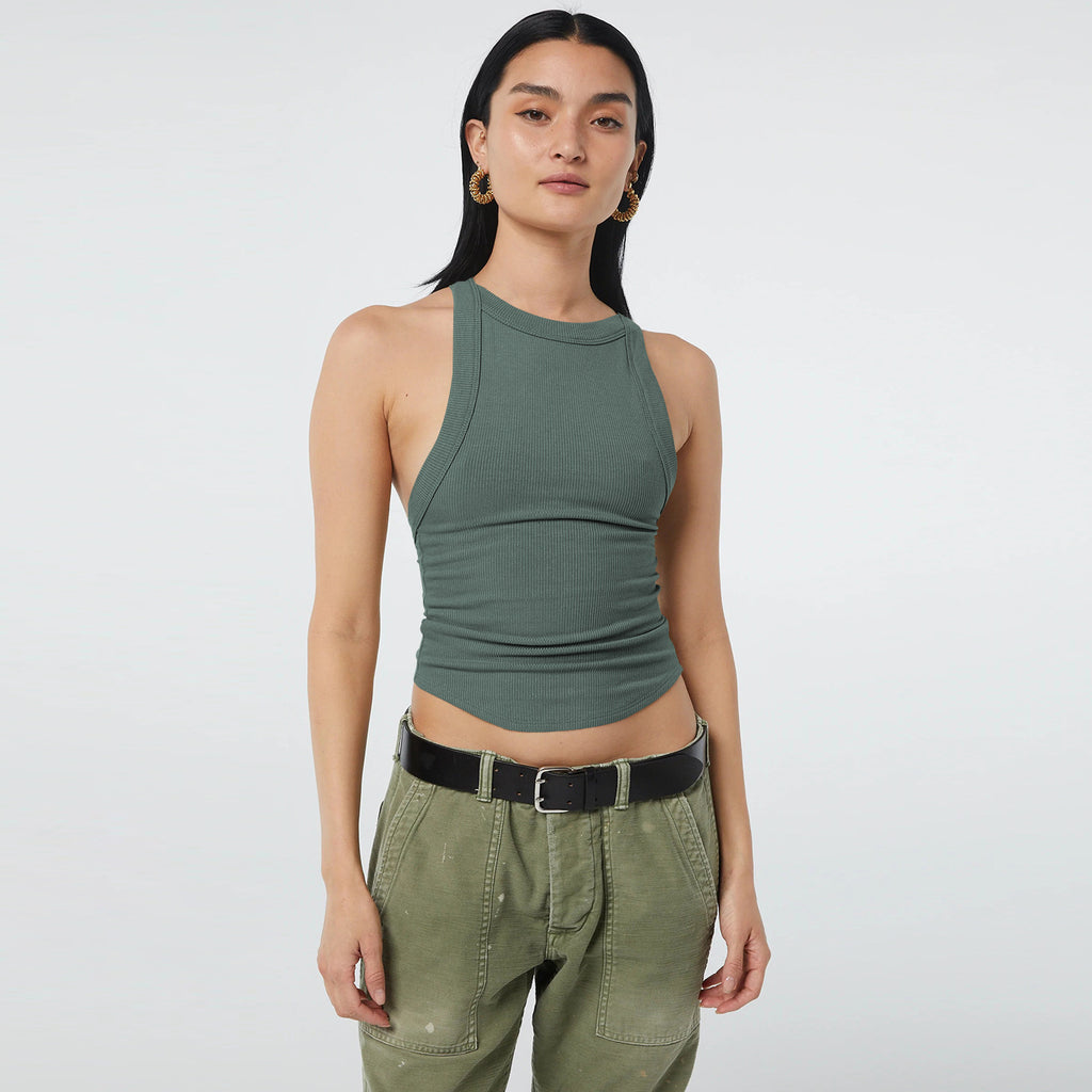Backless Sleeveless Ribbed Knit Inner and Outer Wear BM Top for Women