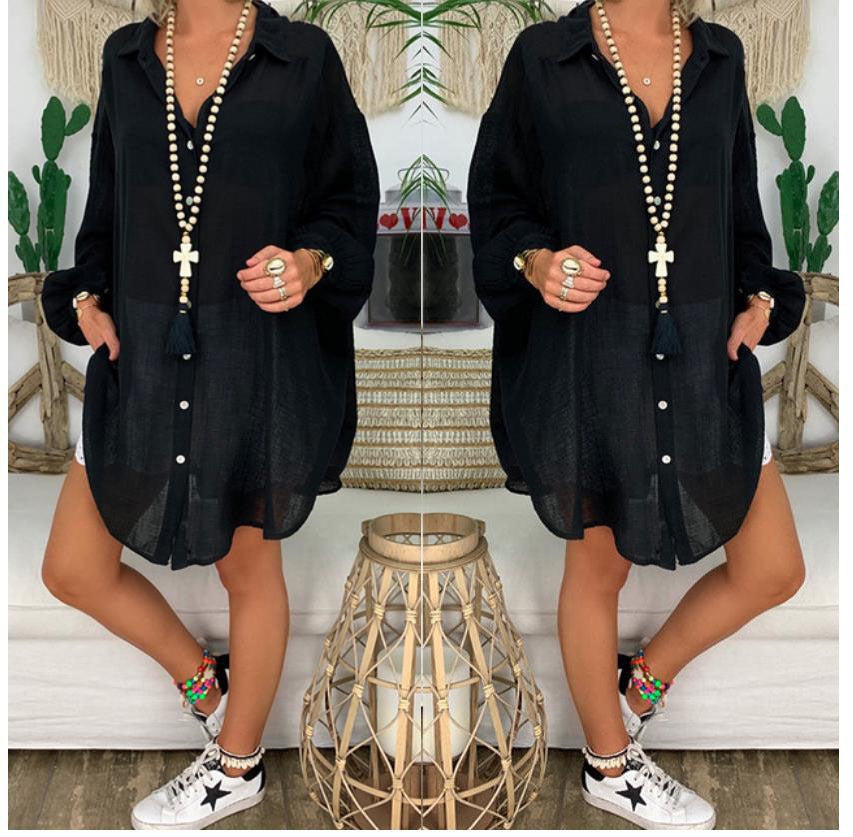 Cotton Linen Shirts Plus Size Women's Button Loose Long Sleeves Casual Shirts Tops