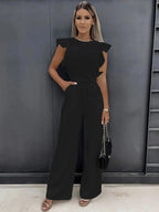 Summer Short Sleeve Wide Leg Jumpsuit for Women Elegant Romper Vintage Streetwear Jumpsuits Overalls Women Jump Suit Woman
