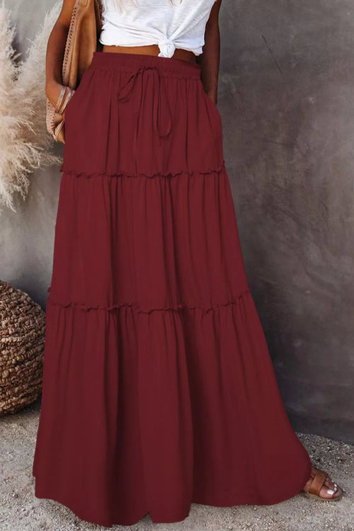 Drawstring Waist Maxi Skirt 1