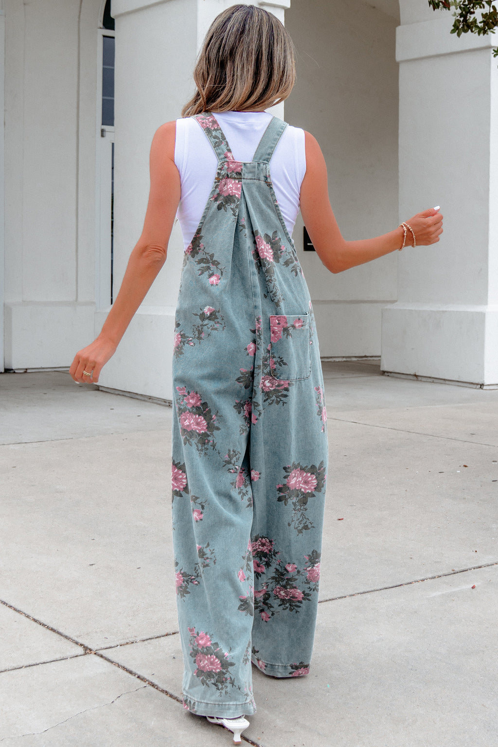 Floral Denim Jumpsuit with High Waist & Wide Leg — Vintage Vibes