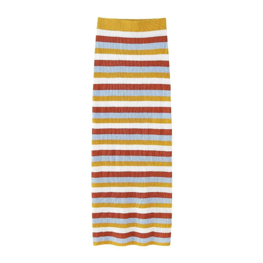 Sexy sleeveless striped knitted vest for women&