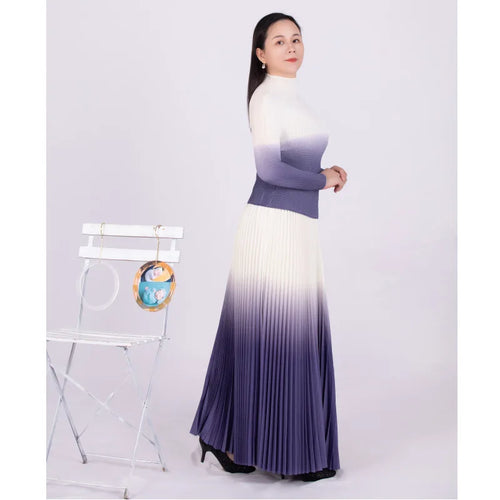 Autumn Corn Pleated Long Sleeve T-shirt Loose Plus Size Skirt Casual Party Suit - Everyday Curves