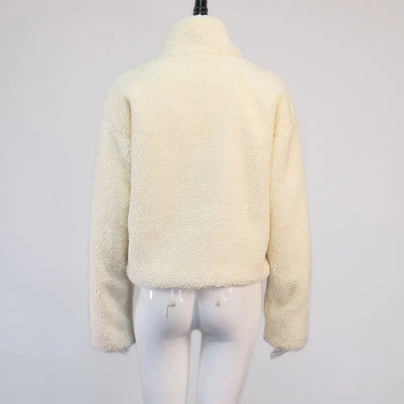 Fall Winter Fluffy Fleece Coats and Jackets Plus Size Zipper Cardigan Long Sleeve Overcoats Warm Jackets Lambswool - Everyday Curves