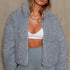 Fall Winter Fluffy Fleece Coats and Jackets Plus Size Zipper Cardigan Long Sleeve Overcoats Warm Jackets Lambswool - Everyday Curves