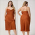 Yao Ting Plus Size Satin Nightdress for Women Summer One-Piece Plunge Neck Strap Loose Loungewear Sleepwear - Everyday Curves