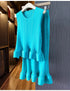 Women Fashion Summer 2 Pieces Set Pleated Sleeveless Tops & Elastic Waist Ruffles Hem Skirt Sets Dress Set Outfits Traf - Everyday Curves