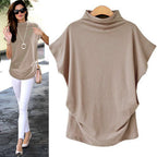 In store Summer Turtleneck T Shirt Women Short Sleeve Solid Tshirt Fashion T-Shirt Plus Size Loose Ladies Tops футболка женск - Everyday Curves