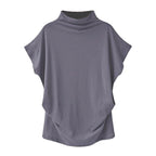 In store Summer Turtleneck T Shirt Women Short Sleeve Solid Tshirt Fashion T-Shirt Plus Size Loose Ladies Tops футболка женск - Everyday Curves