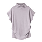 In store Summer Turtleneck T Shirt Women Short Sleeve Solid Tshirt Fashion T-Shirt Plus Size Loose Ladies Tops футболка женск - Everyday Curves