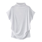 In store Summer Turtleneck T Shirt Women Short Sleeve Solid Tshirt Fashion T-Shirt Plus Size Loose Ladies Tops футболка женск - Everyday Curves