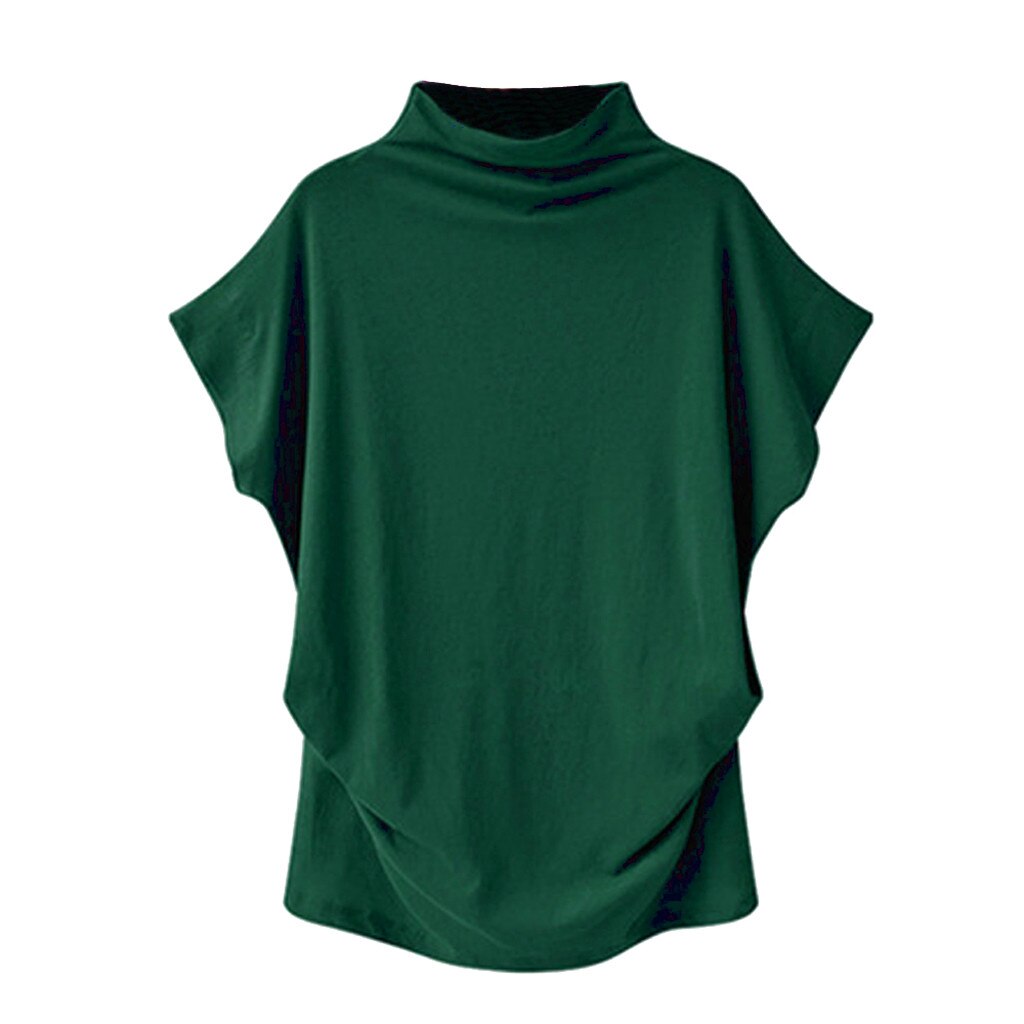 In store Summer Turtleneck T Shirt Women Short Sleeve Solid Tshirt Fashion T-Shirt Plus Size Loose Ladies Tops футболка женск - Everyday Curves