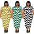 Fashion Short Sleeve Striped Print Bandage Bodycon Casual Dresses Summer Plus Size Women&