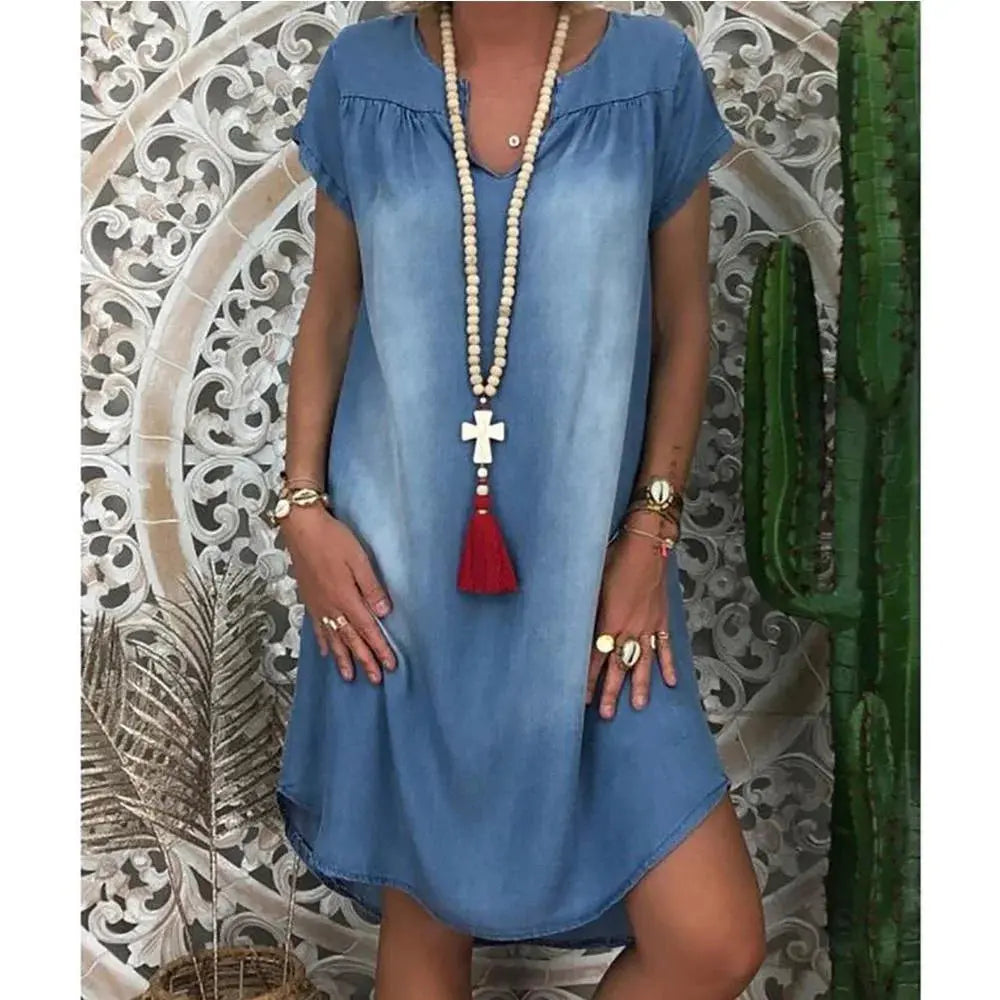 Denim Dress Plus Size 1XL-5XL Women&
