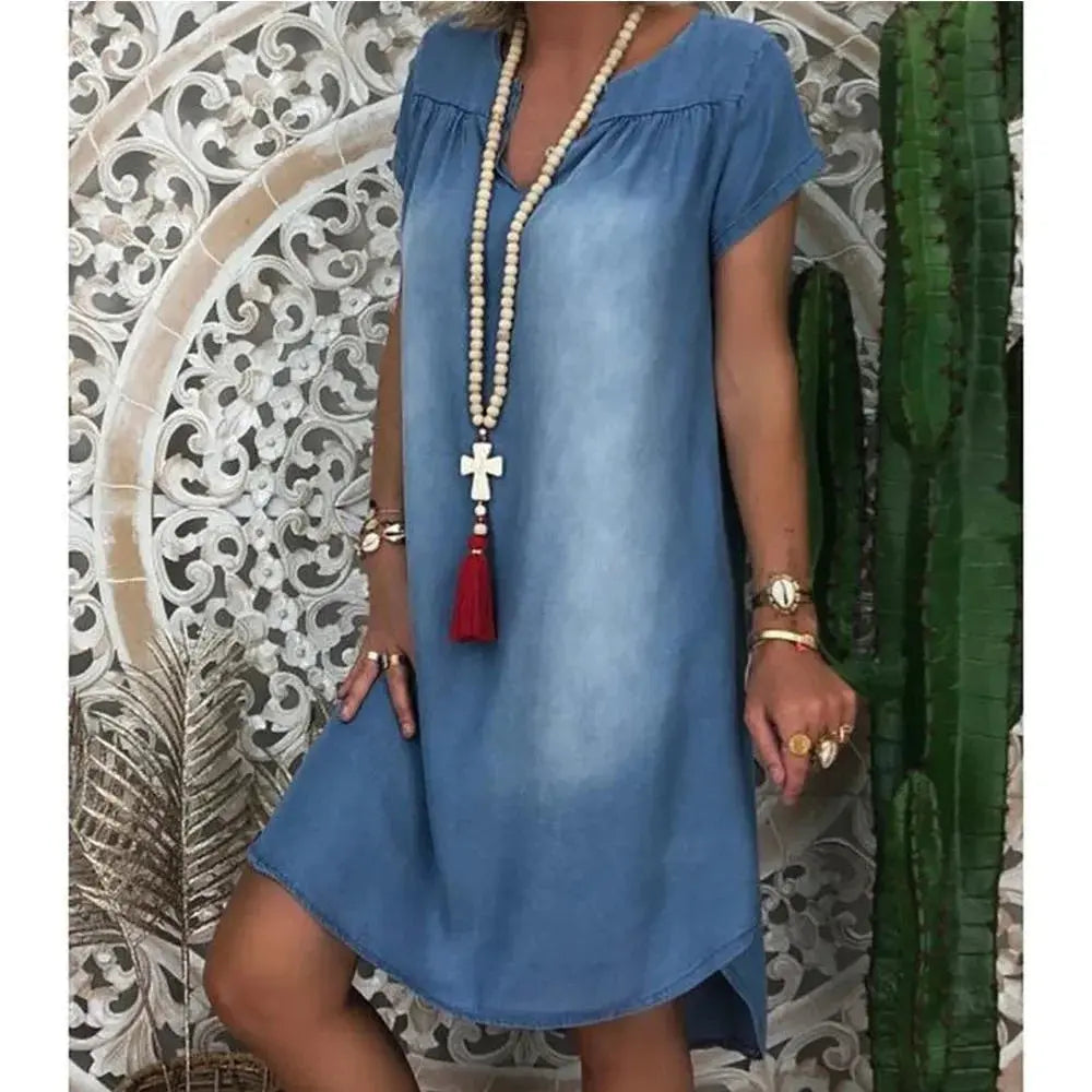 Denim Dress Plus Size 1XL-5XL Women&