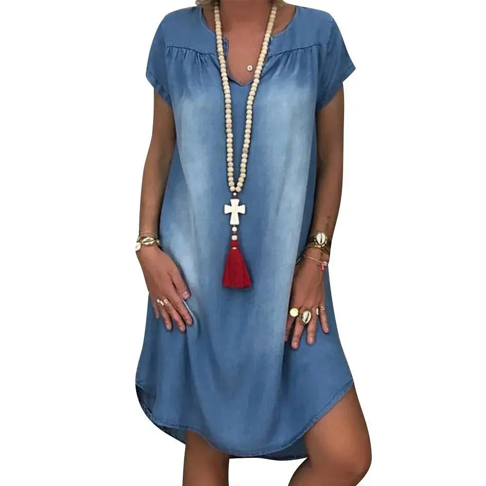 Denim Dress Plus Size 1XL-5XL Women&