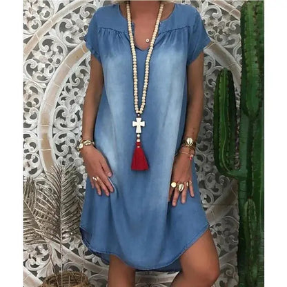 Denim Dress Plus Size 1XL-5XL Women&