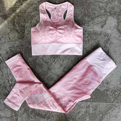 Leopard Peach Hip Seamless Yoga Pants Sports Plus Size Bra Fitness Wear Yoga Wear Women&