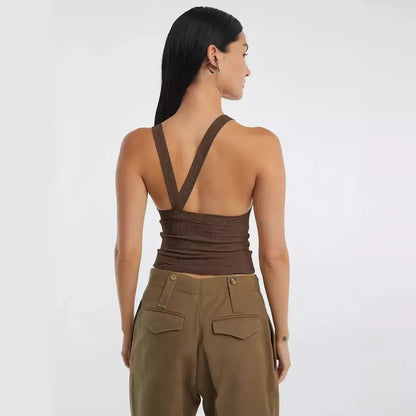 Backless Sleeveless Ribbed Knit Inner and Outer Wear BM Top for Women - Everyday Curves