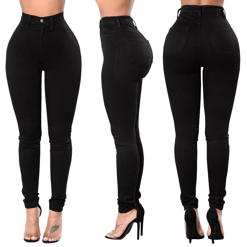 Autumn European and American style fashionable black high elasticity small foot plus size hip lifting women&