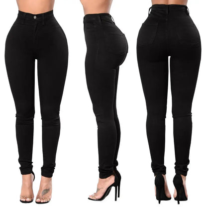 Autumn European and American style fashionable black high elasticity small foot plus size hip lifting women&